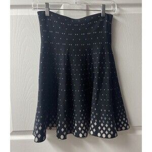 Max Studio Knit Skirt Womens Size Small/ Medium Fit & Flare Black White Stretchy